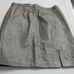 David Benjamin Vintage Silver Metallic Leather Skirt